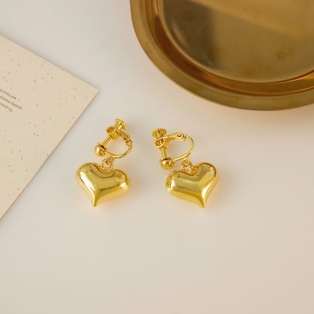 / Clip-On Drop Earring Heart FashionChic