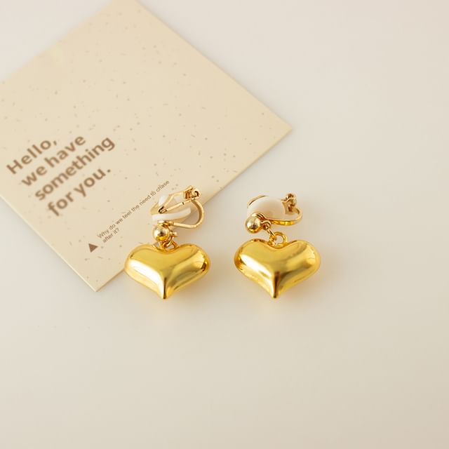 / Clip-On Drop Earring Heart FashionChic