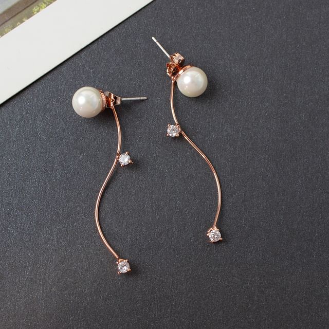 / Cuff Alloy Designs) Faux Ear Pearl (Various Rhinestone Dangle Earring FashionChic