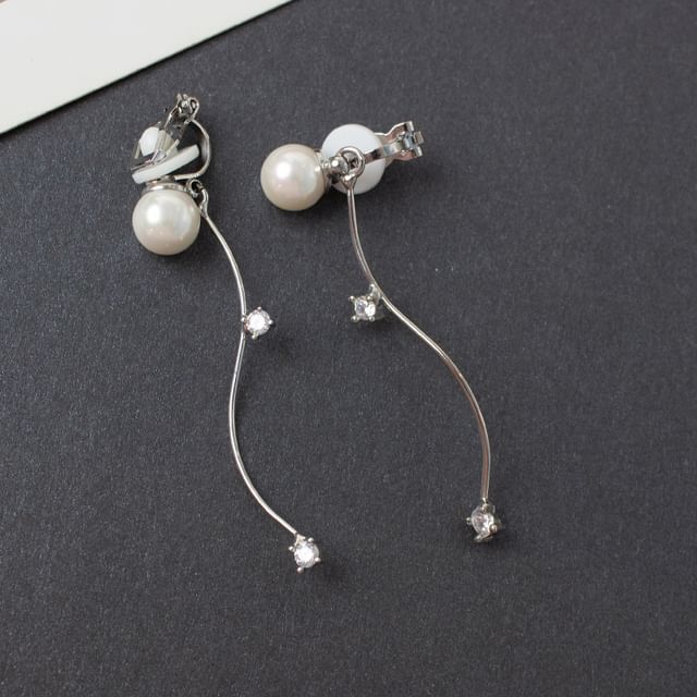 / Cuff Alloy Designs) Faux Ear Pearl (Various Rhinestone Dangle Earring FashionChic