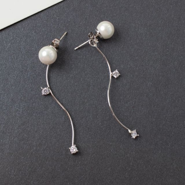 / Cuff Alloy Designs) Faux Ear Pearl (Various Rhinestone Dangle Earring FashionChic