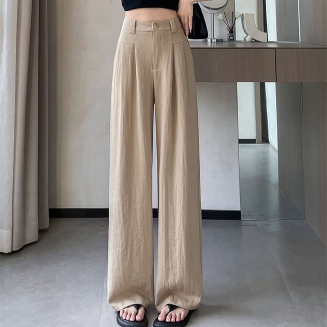(Various Plain Leg High Wide Dress Waist Pants Designs) FashionChic