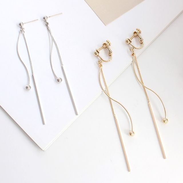 / Clip-On Dangle Earring Bead Bar FashionChic