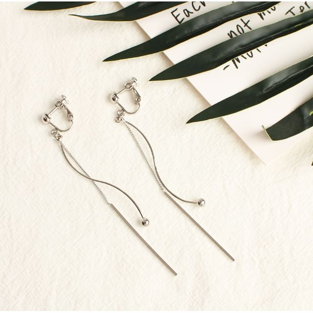 / Clip-On Dangle Earring Bead Bar FashionChic