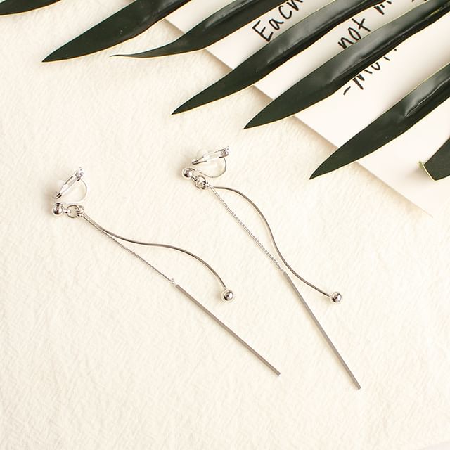 / Clip-On Dangle Earring Bead Bar FashionChic