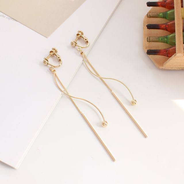 / Clip-On Dangle Earring Bead Bar FashionChic