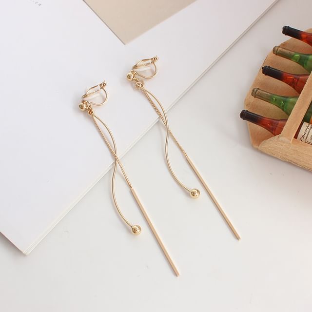 / Clip-On Dangle Earring Bead Bar FashionChic