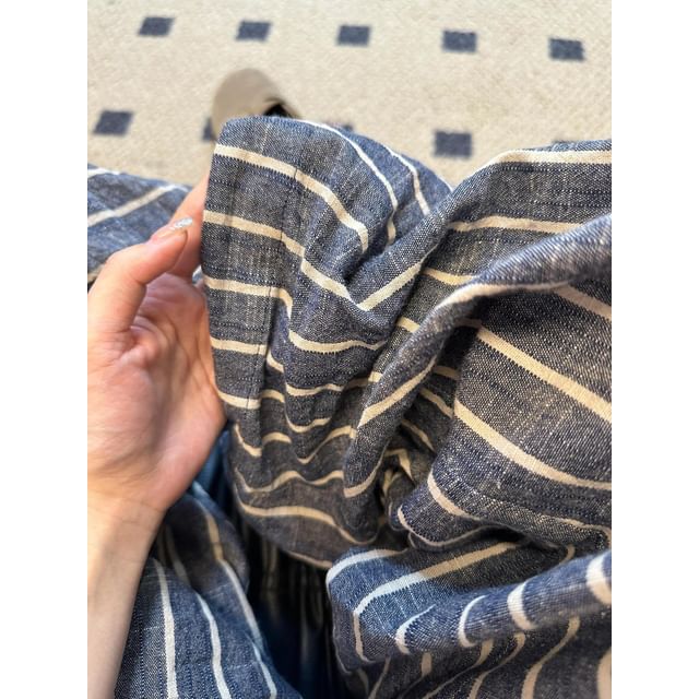 Waist Pants Leg Wide High Plain Striped FashionChic