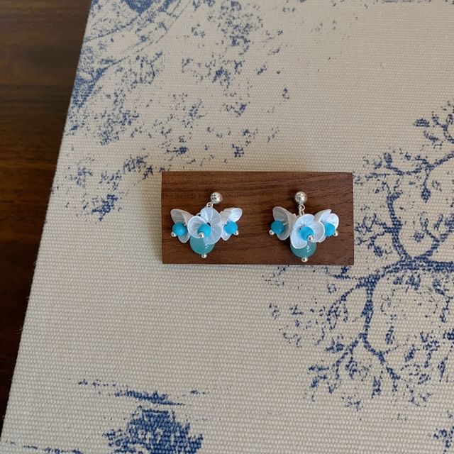 / Beaded Drop Earring Necklace Floral FashionChic