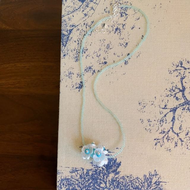 / Beaded Drop Earring Necklace Floral FashionChic