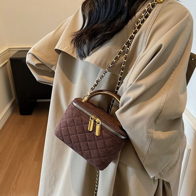 Bag Crossbody Strap Faux Quilted Chain Leather FashionChic