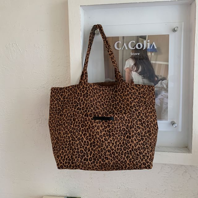 Panel Tote Print Bag Leopard FashionChic