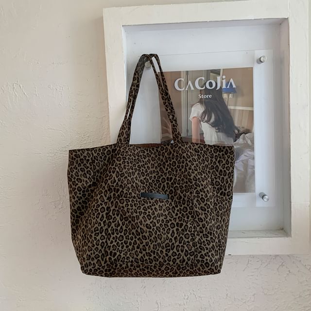 Panel Tote Print Bag Leopard FashionChic