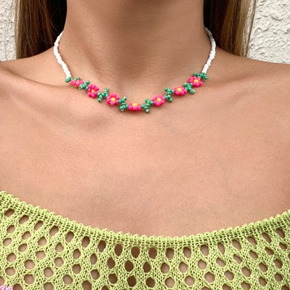 Y2K Flower Beaded Choker SpreePicky