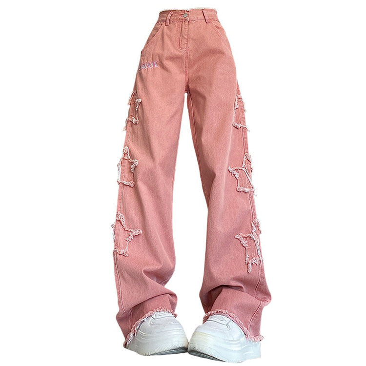 Y2K Pink Star Jeans Boogzel Clothing