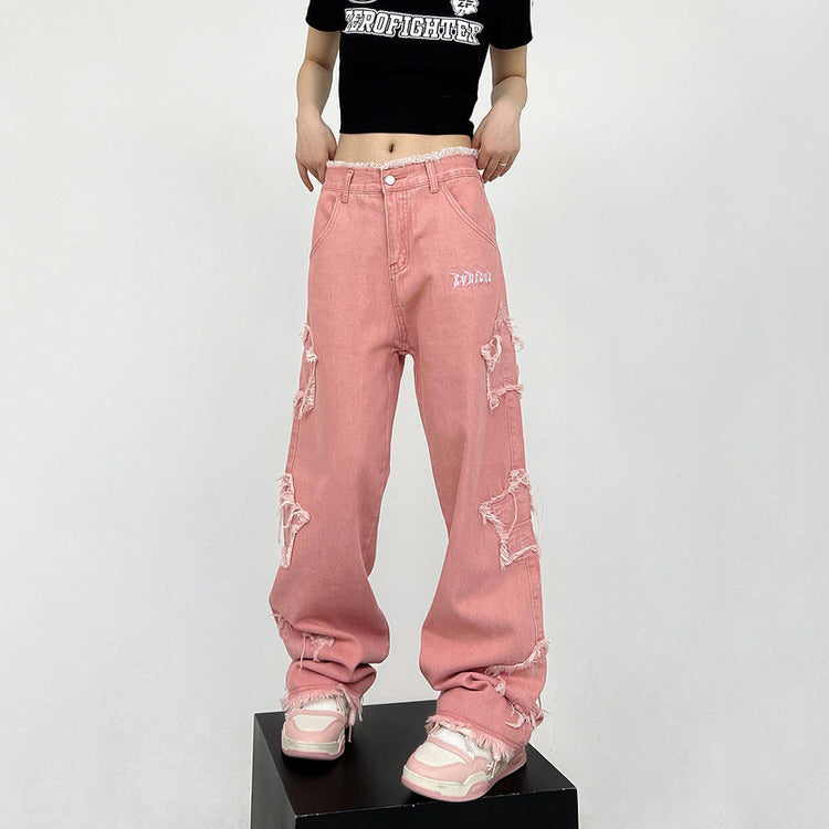 Y2K Pink Star Jeans Boogzel Clothing