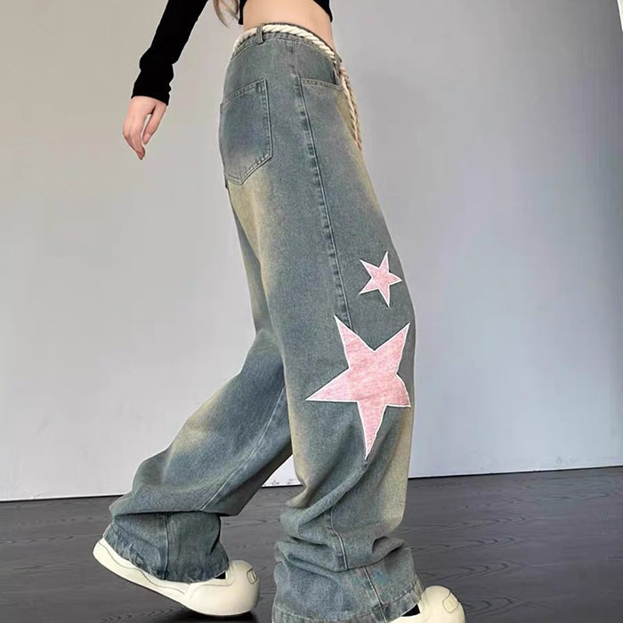 Y2K Pink Star Vintage Jeans Boogzel Clothing