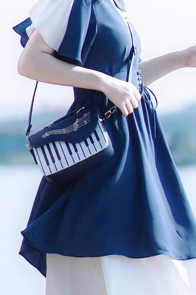 Blue Piano Note Music Shoulder Bag SpreePicky