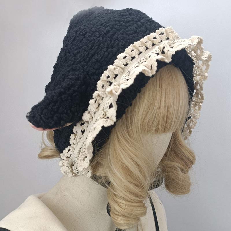 Cute Sheep Ears Lace Lolita Hat Warm modakawa