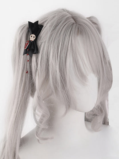 Coffin Black Skull Bowknot with Red Bwads Hairclip mySite