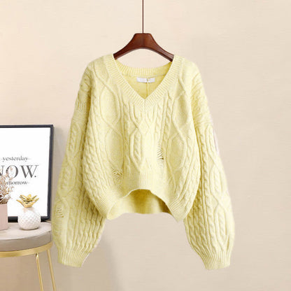 Elegant Cable Knit Sweater Flouncing Slip Dress Set Modakawa