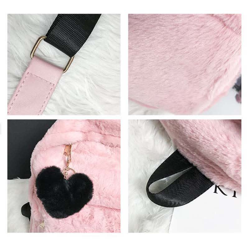 Velvet Love Heart Pattern Zipper Backpack modakawa