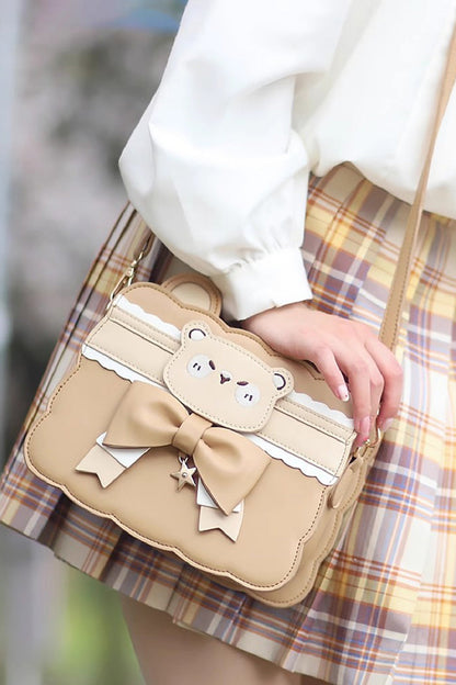 Brown Bowknot Bear Crossbody Bag SpreePicky