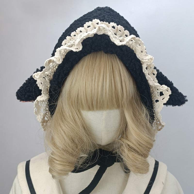 Cute Sheep Ears Lace Lolita Hat Warm modakawa