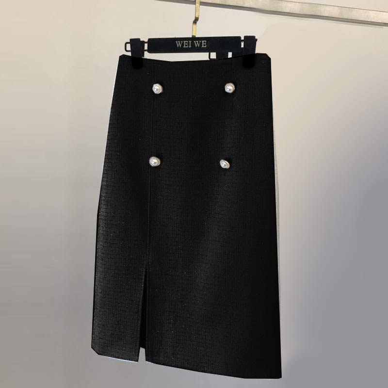 Classy Button Front Split Skirt Modakawa