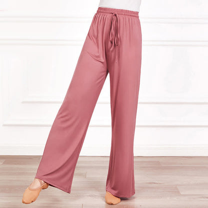 Elegant High Waist Lace Up Flowy Wide Leg Casual Pants modakawa