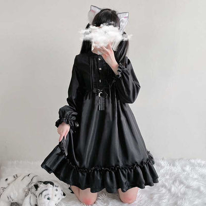 Black Gothic Darkness Star Button Front Dress Modakawa