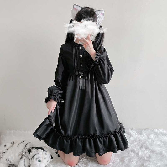 Black Gothic Darkness Star Button Front Dress Modakawa