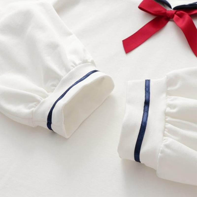 College Style Sailor Collar Bow Shirt Modakawa