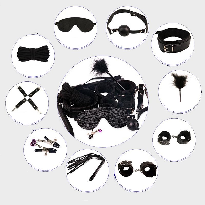 Black Leather Maid Accessories 11 Piece Set Modakawa