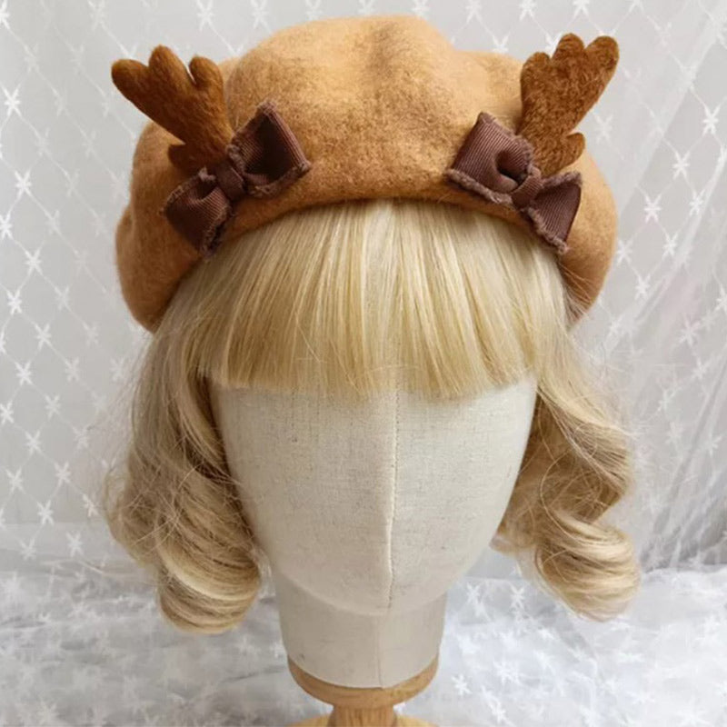 Vintage Deer Ears Lolita Beret Warm modakawa