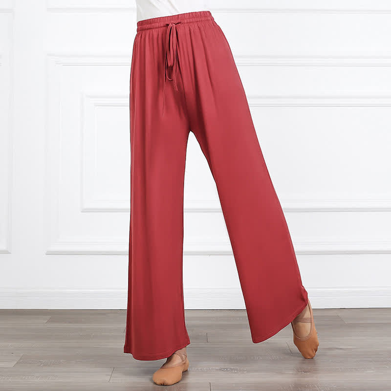 Elegant High Waist Lace Up Flowy Wide Leg Casual Pants modakawa