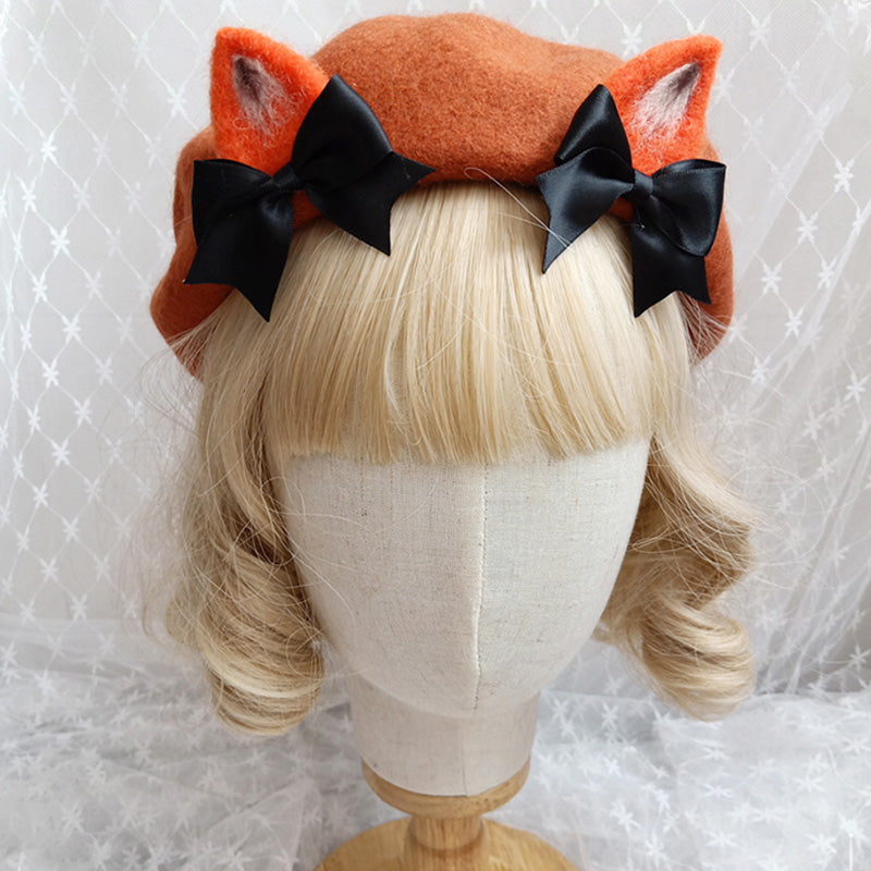 Cute Woolen Bow Beret Warm modakawa