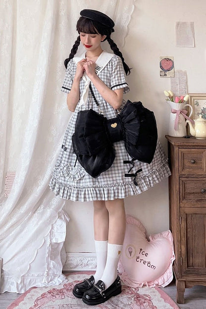 Big Black Bowknot Lolita Backpack SpreePicky