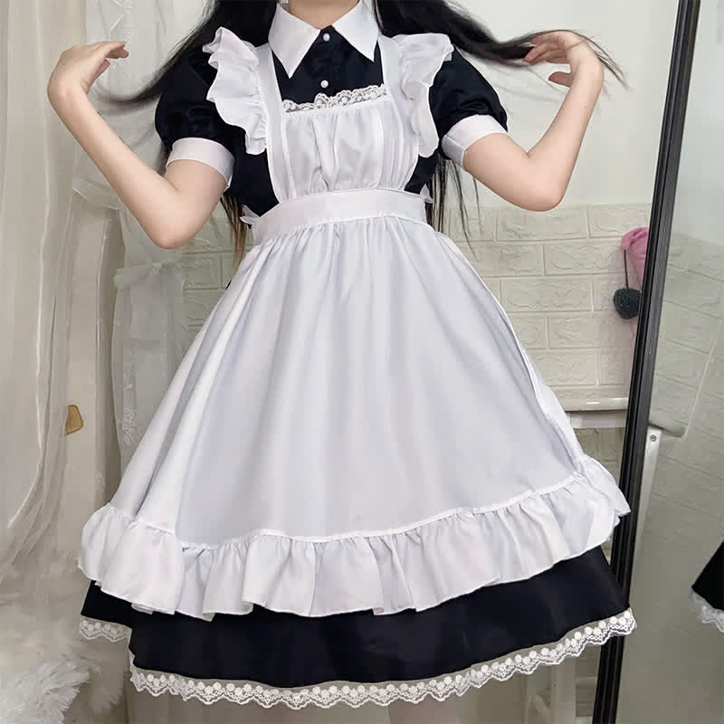 Kawaii Sweet Ruffled Maid Lolita Dress Modakawa