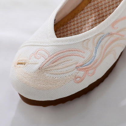 Elegant Cloud Embroidery Canvas Flats Shoes modakawa