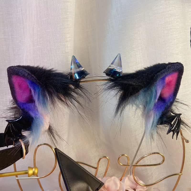 Furry Devil Fox Ears Tail Headband Accessory Modakawa