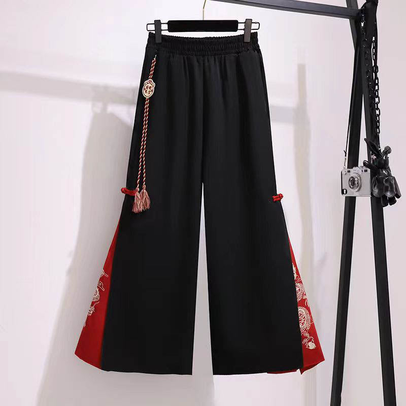 Red Vintage Dragon Hoodie Wide Leg Split Pants Modakawa