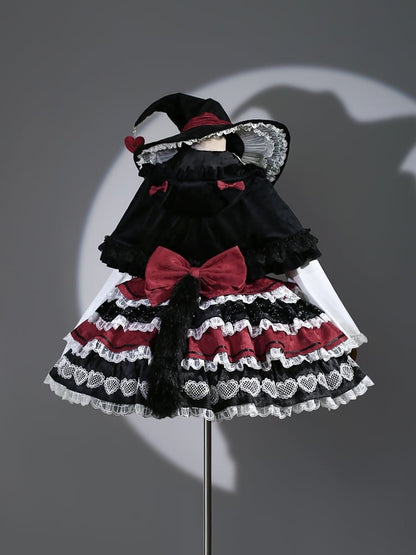 Black Red Bow with Lace Halloween Witch Hat mySite