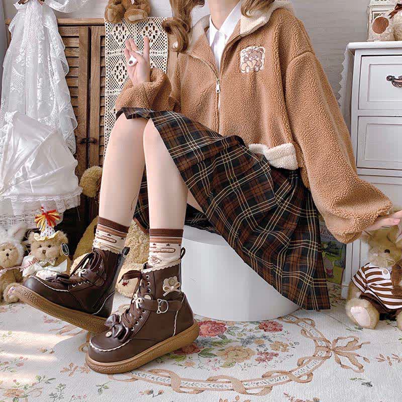 Bow Knot Button Bear Lolita Martin Boots modakawa