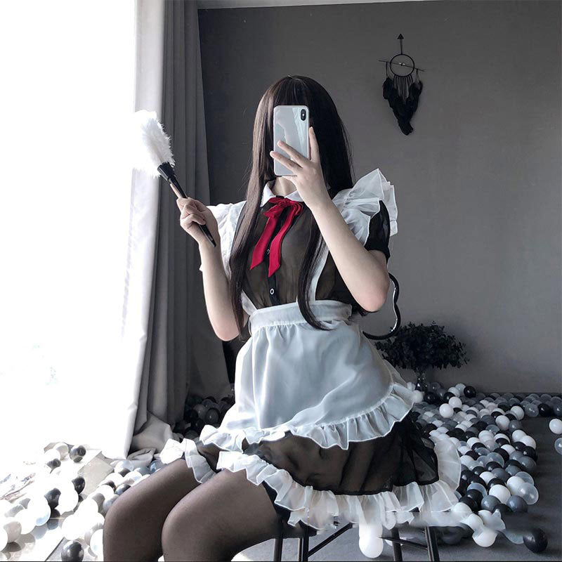 Kawaii Sexy Maid Apron Stockings Lingerie Dress Modakawa