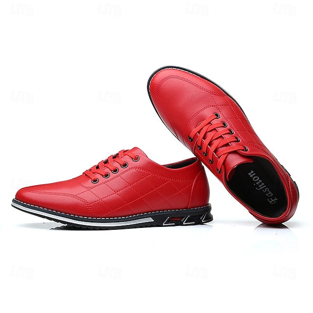 - Faux Sneakers Quilted Men's Stylish Blue Leather Lace-Up FashionChic