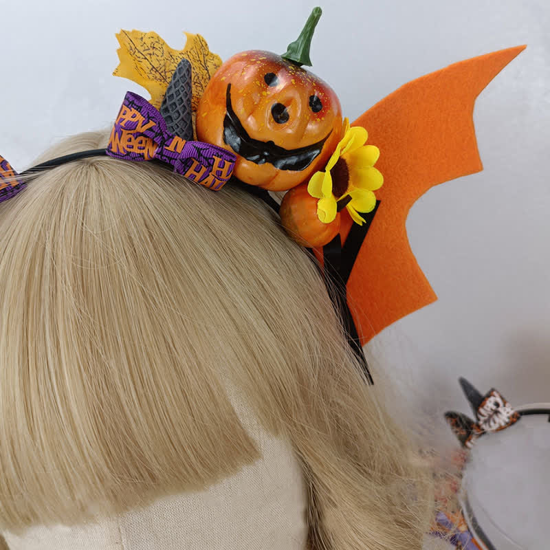 Pumpkin Bat Wings Headband Halloween Hair Accessory modakawa