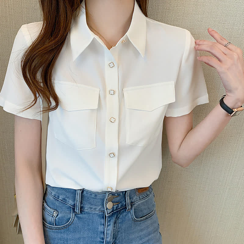 White Double Pockets Shirt modakawa