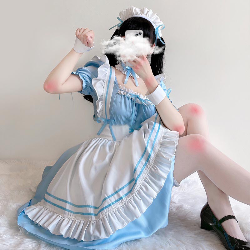 Lolita Seven Piece Ruffled Maid Dress modakawa