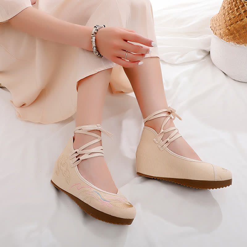 Elegant Cloud Embroidery Canvas Flats Shoes modakawa